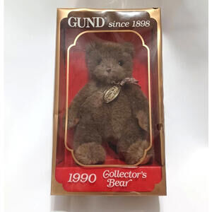 Teddy Bear GUND 1990 Collector's Bear Limited‎ Edition Brown Jointed Gund W/ Box